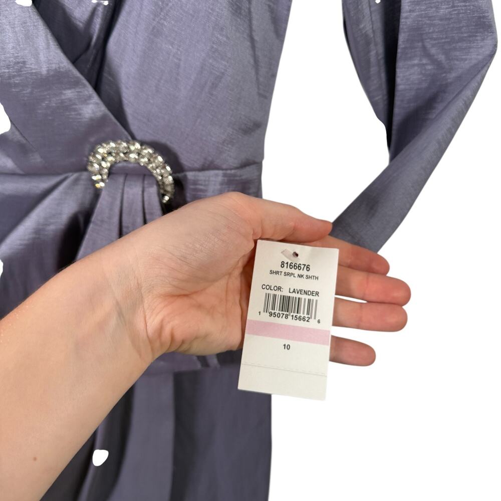 Alex Evenings Lavender Purple Satin Dress Cocktail Party Wedding Guest Womens 10 - Picture 5 of 8